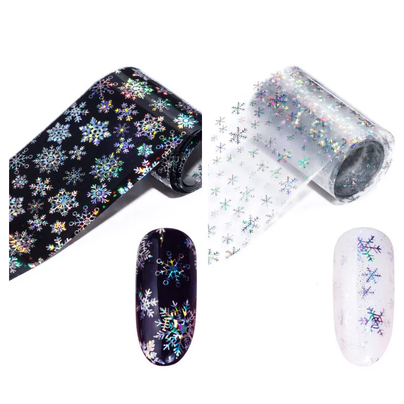 

New 4 Kinds Of Nails Star Stickers Christmas Snowflake Stickers Black White Transfer Applique Illusion Snowflake Laser Stickers