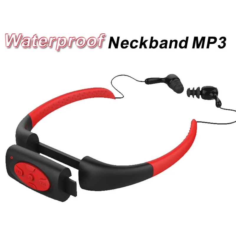 8 ГБ 8 г Водонепроницаемый MP3 IPX8 музыкальный плеер подводный спорт шейным Подводное плавание с FM радио наушники стерео наушники mp3 - изображение