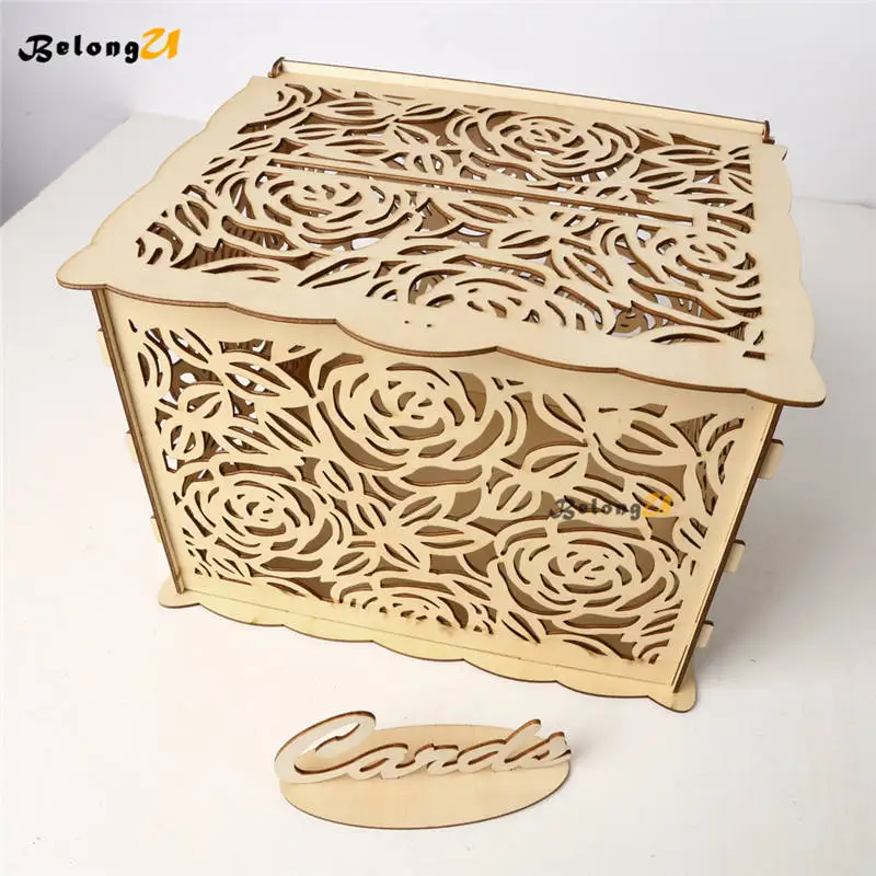Rustic DIY Wedding Card Box with Lock for Gift Money Slot Wishing Well box Envelope Boxes Vintage Decoration | Дом и сад