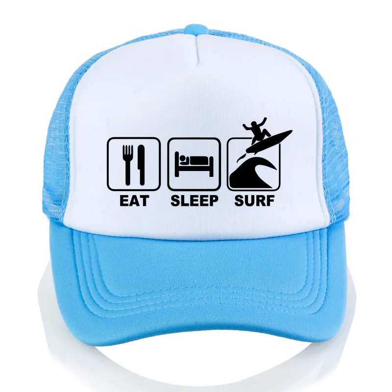 Eat Sleep Surf шляпа для активного отдыха, летняя шапка для серфинга, Солнцезащитная шапка для мужчин и женщин, модная сетчатая Кепка для водителя грузовика