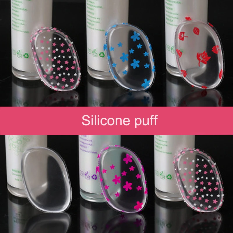 

1pcs New soft Silicone Gel Lady Face Foundation Makeup Puff Cosmetics Beauty Tools not Sponge Powder Blender for Women BB CC box