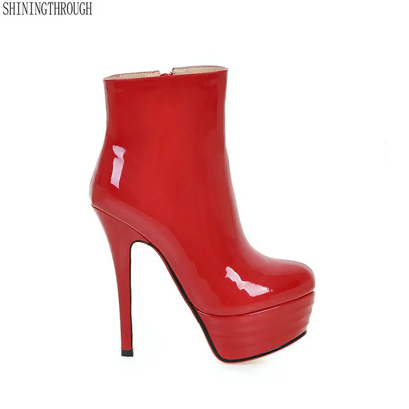 

Model show superstar Boots woman Round Toe 14cm High Heels ankle Boots High-quality 4.5cm platform Shoes Woman