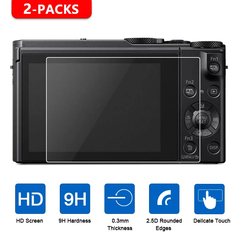 

2Pcs Tempered Glass Screen Protector for Panasonic Lumix LX10 LX15 FZH1 LX9 ZS70 TZ90 ZS45 TS7 FT7 G6 TZ95 ZS70 TZ90 TS60 TZ80