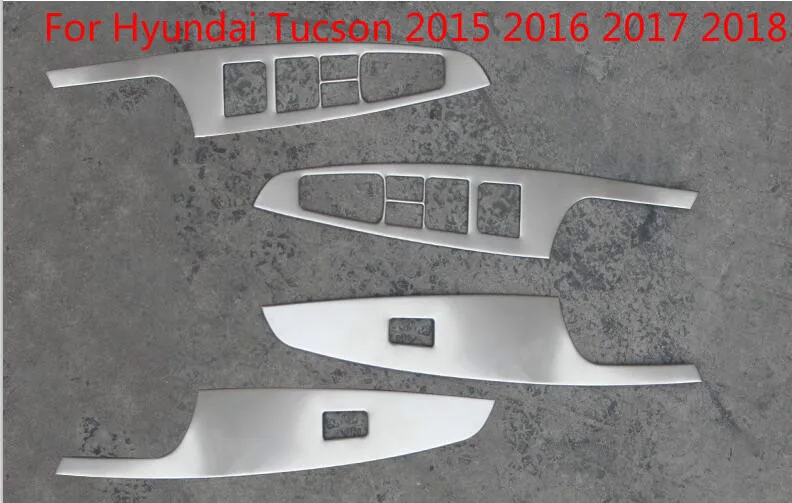 

ABS Chrome Window Lift Switch Interior Door Window Lifter Button Trim For Hyundai Tucson 2015 2016 2017 2018 4pcs / set