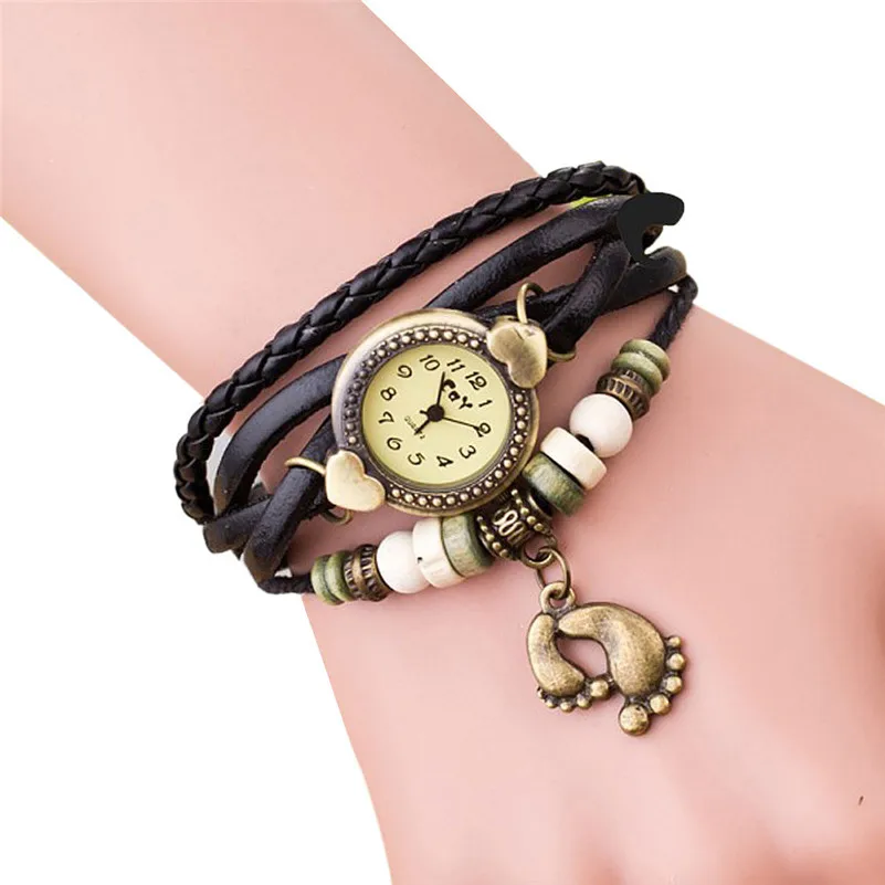 NEW Watch band leather Quartz Watch Women Ladies Casual Fashion Bracelet Footed Wrist Watch Clock relogio feminino female M18 (3)