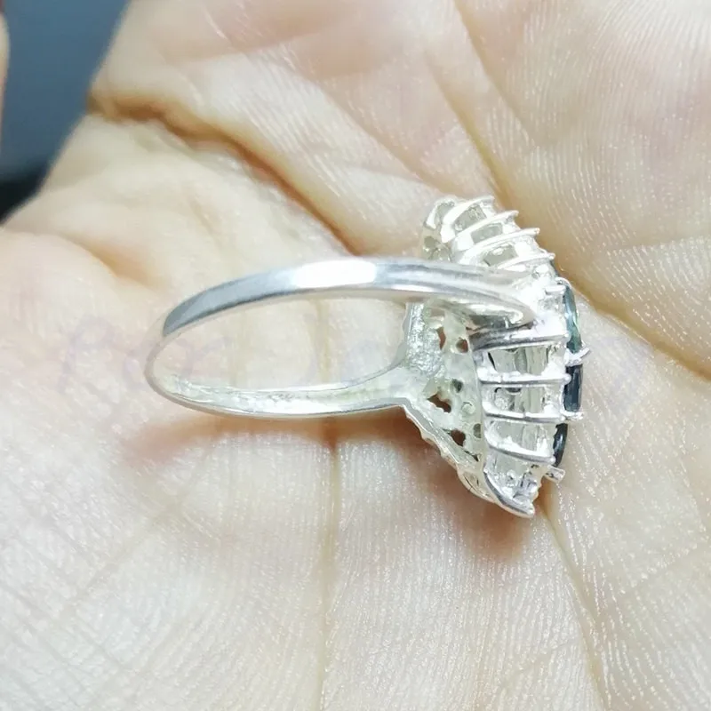 Кольцо из натурального сапфира 0.25ct* 9 шт драгоценных камней Натуральное Настоящее сапфировое кольцо из стерлингового серебра 925 пробы ювелирные украшения# C952002