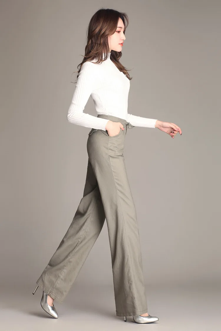 black cargo pants Free Shipping High Quality Women Cotton and Linen Casual Long Pants Female Mother Fashion Leisure Mid Waist Wide Leg Trousers khaki pants