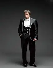 Fashionable One Button Black Groom Tuxedos Groomsmen Men’s Wedding Prom Suits Bridegroom (Jacket+Pants+Vest+Tie) K:787
