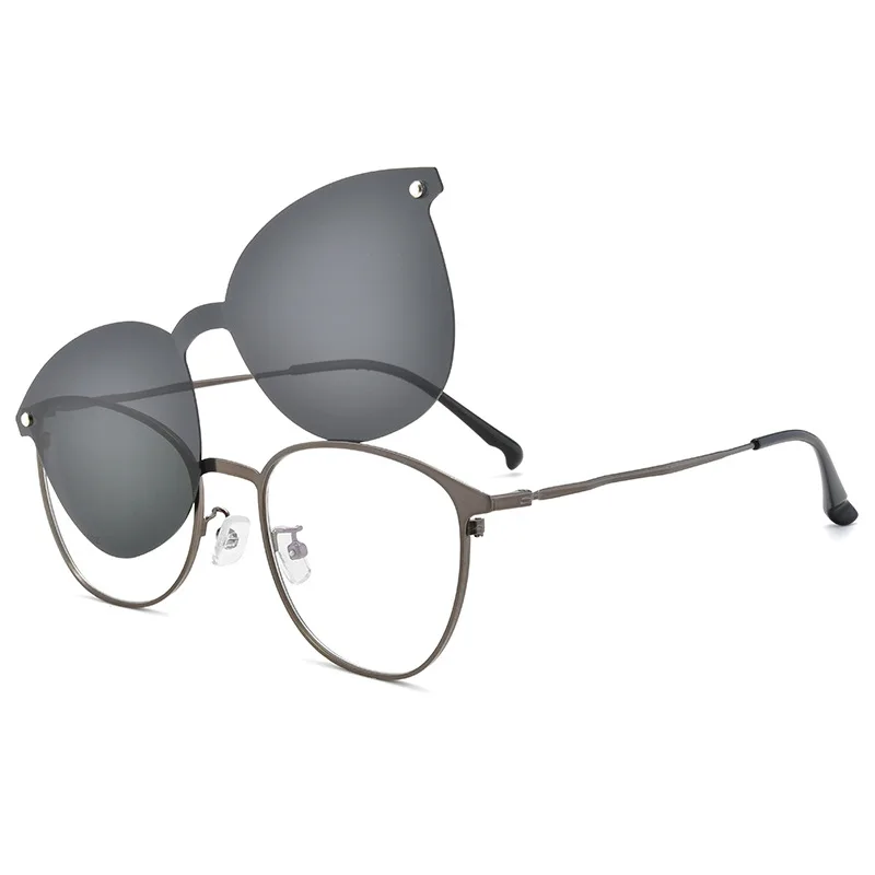 Магнитные солнцезащитные очки, мужские, на застежке, солнцезащитные очки для женщин, поляризационные линзы, сплав, оптическая рамка, клипсы, близорукость, FM