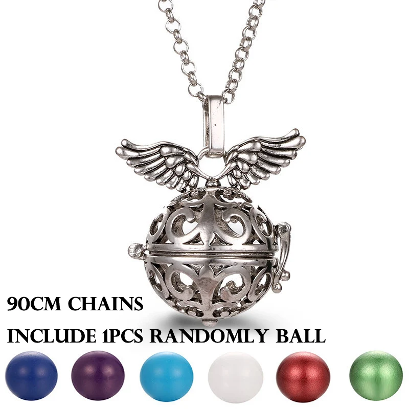 Винтажное ожерелье с медальоном, музыкальным ангелочным шариком, ожерелье для беременных, ароматерапия, эфирное масло, диффузор, аксессуары - Окраска металла: 1Pcs