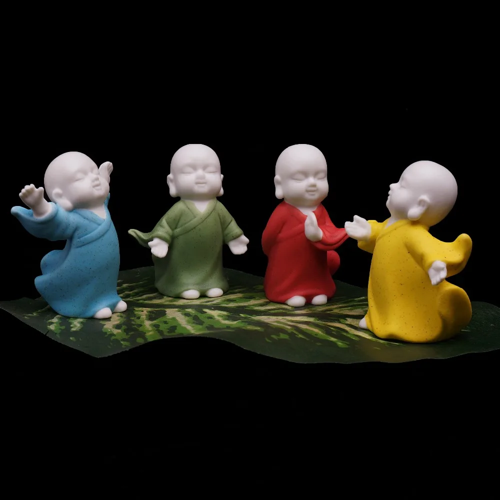 

Ceramic buddha statues small monk colourful bright home decoration tea pet figurines chinese buddhism gift