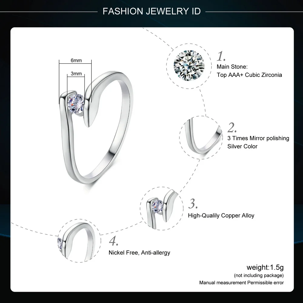 Double Fair Zirconia Engagement Rings For Bride Women Wedding Jewelry Finger Accessories Gift DFR198