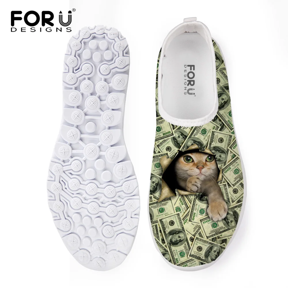 Spring Summer Style Men Shoes Breathable Dollar Cat Printing Mesh Shoes for Men Casual Male