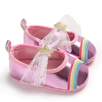 

Baby Girl Breathable Rainbow Pattern Anti-Slip Shoes Casual Sneakers Toddler Soft Soled First Walkers 0-18M