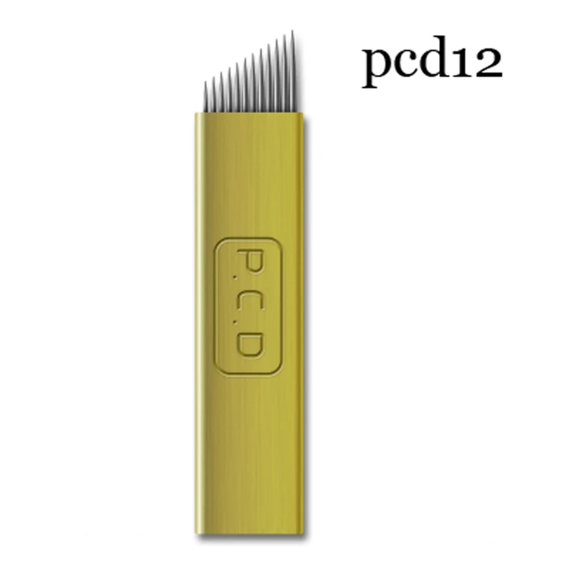 

50PCS PCD12 Pin Permanent Makeup Eyebrow Tatoo Blade Microblading Needles Blade for 3D Embroidery Manual Tattoo Pen12 Hard Blade