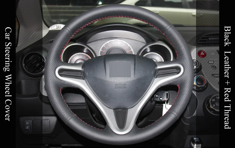 LQTENLEO черная искусственная кожа ручная прошитая крышка рулевого колеса автомобиля для Honda Fit 2009-2013 городской джаз