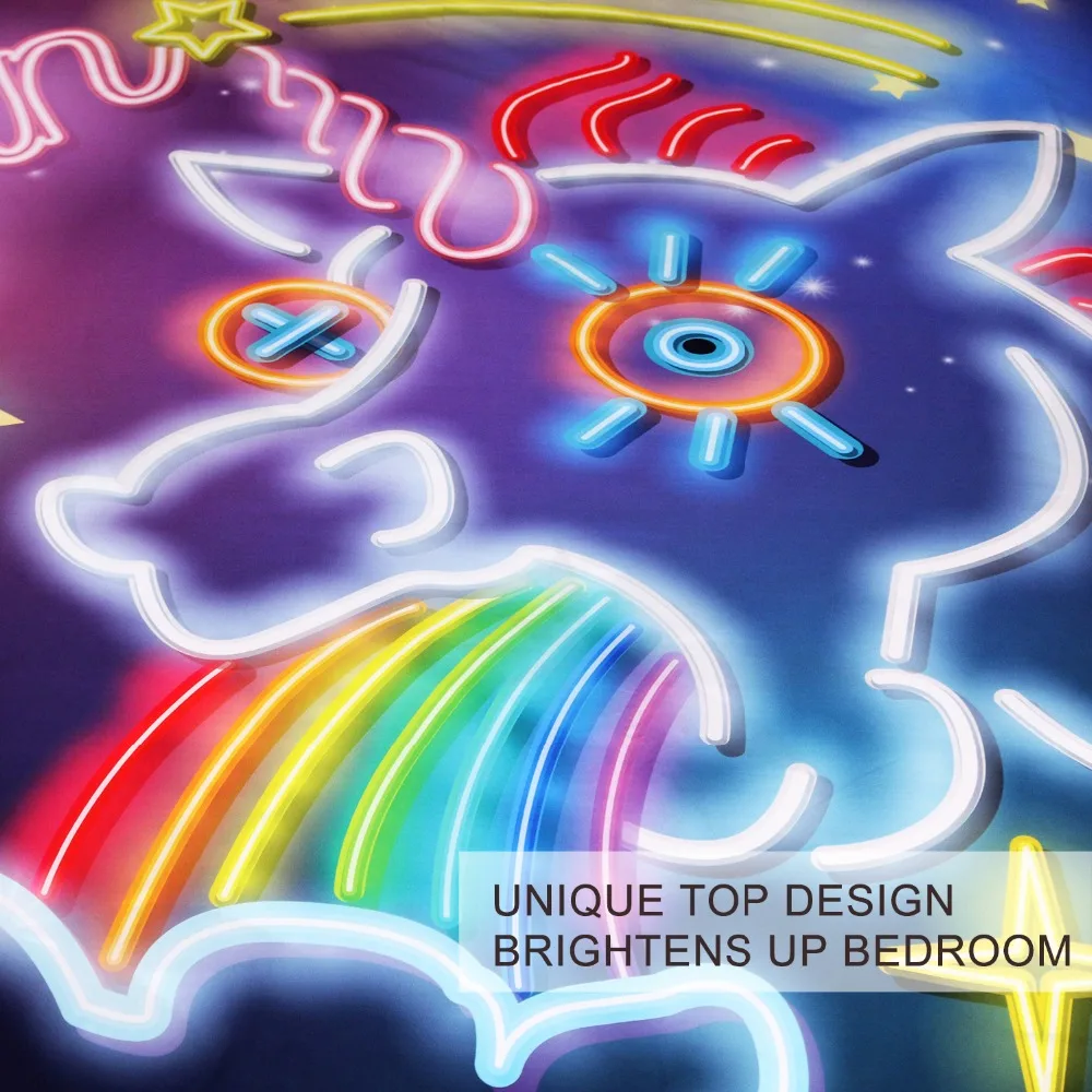 Unicorn Neon Light Special Glowing Bedding Set Unilovers