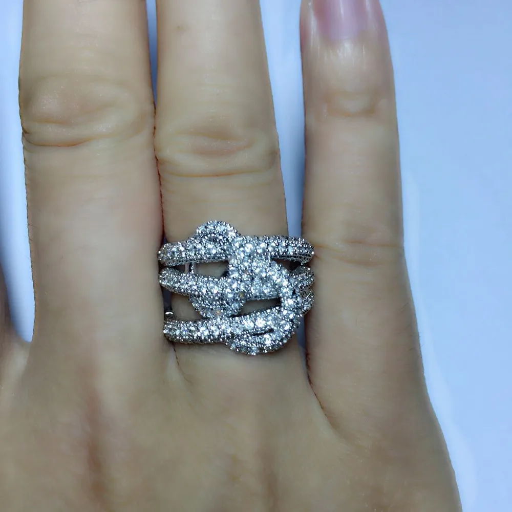 

vintage jewelry cz pave setting 3 layer mosaic 2 circle unique design novel open ring for women party accessories