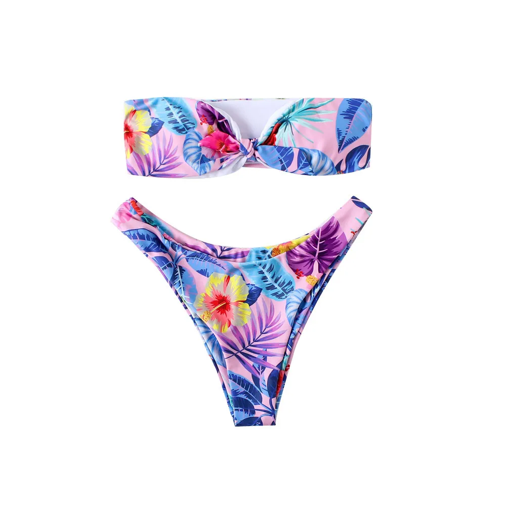 

Swimwear women 2019 Bikini female swimsuit fused Women Sexy Floral Print Swimsuit Bikini Bathing Bra Bow Beachwear Suit