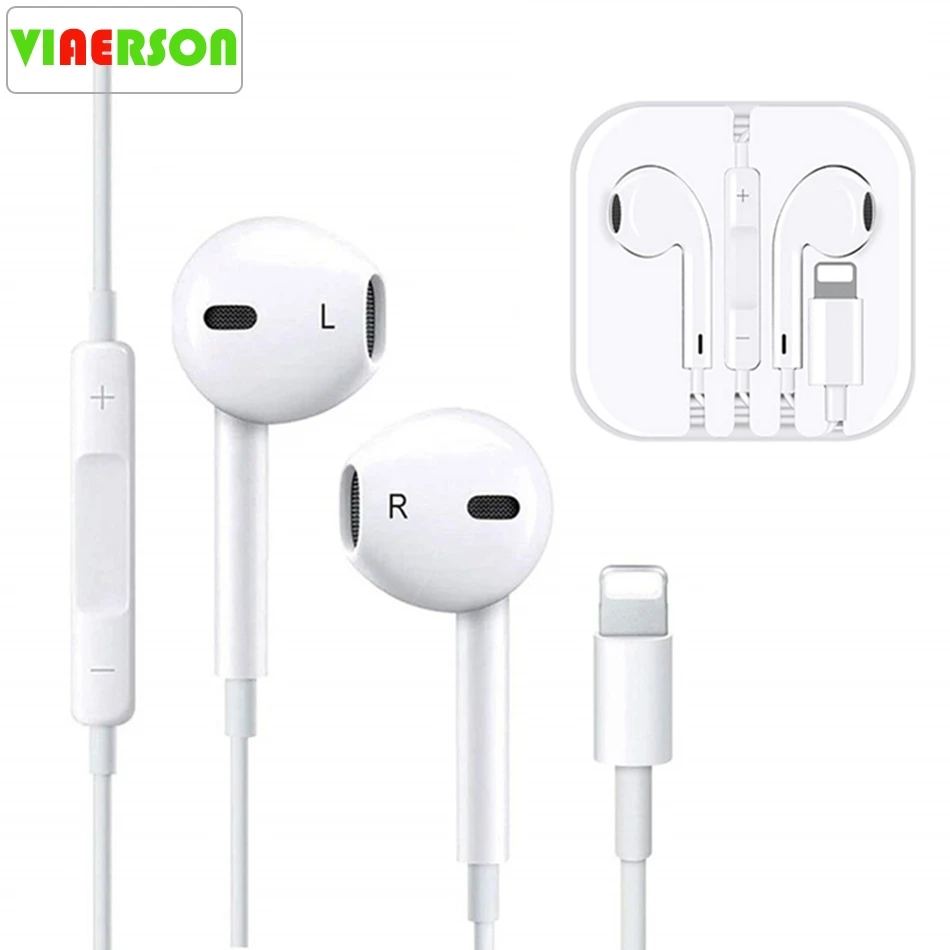 Official Original Earphone For iPhone 7 8 Plus X XS Max In Ear Stereo Earphone with Microphone For Lightning iPhone Sport Earbud