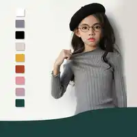 2019 Autumn New Baby Knit Shirt Girls Tops Turtleneck Elastic Kids Knitted Shirt Basic Children Shirt Kids Sweaters Cotton,#3632