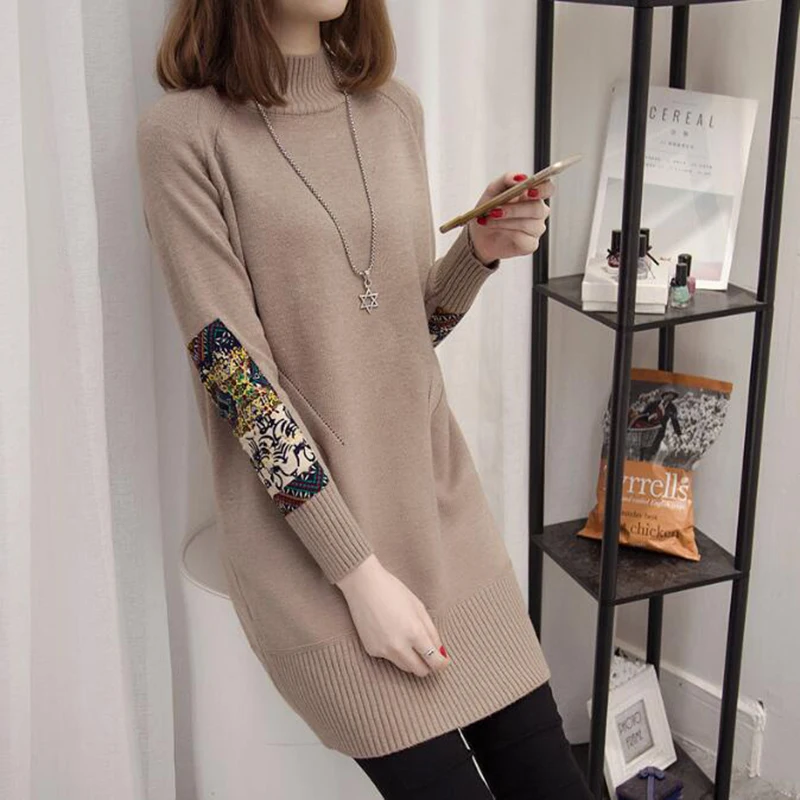 

Winter Long Turtleneck Sweater Women Pullovers Plus Size 3XL WarmVintage Knitting Thick Autumn Top Basic Sweater LM033