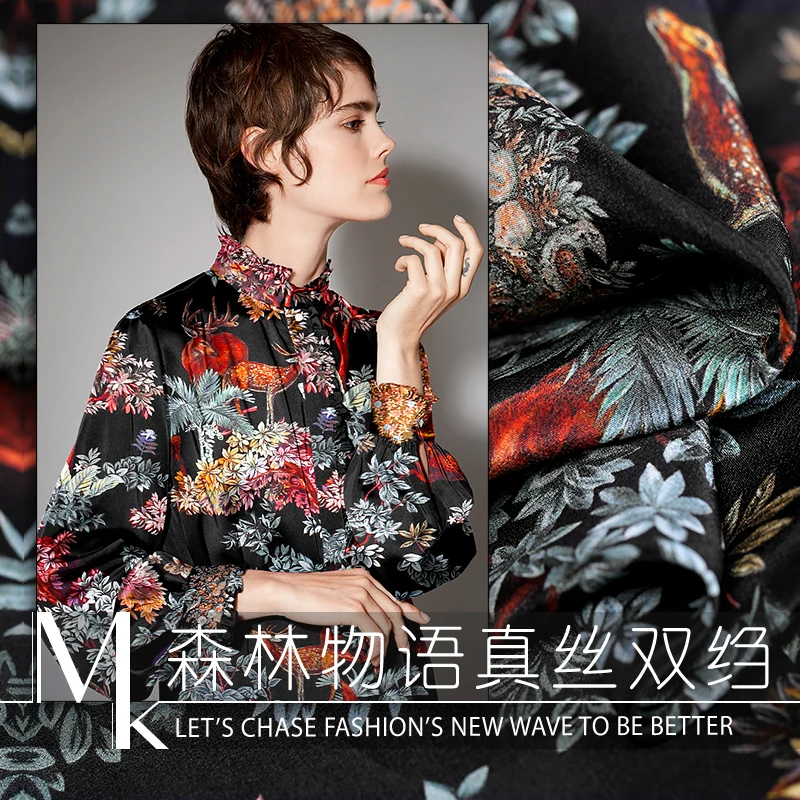 

100% Silk Crepe De Chine Fabric for Diy Sewing Dress Digital Printed Fashion Cloth 140cm Wide 17momme Free Shipping Sale Hot