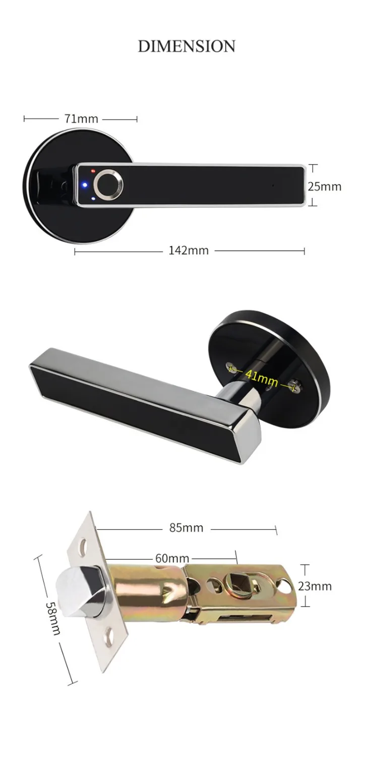 Intelligent Semiconductor Fingerprint Lock Electronic Biometric Fingerprint Door Lock for Indoor Home Use Simple Design