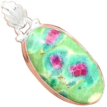 

NiaoZaiFei YunZaiKan Genuine RUBY IN FUCHSITE Pendant 925 Sterling Silver, 39.6 mm, MHBAP6078