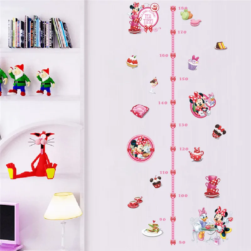 Мультфильм Микки Минни высота измерения наклейки на стену наклейки для детской комнаты гостиной спальни Рост Диаграмма стены Искусство Плакат