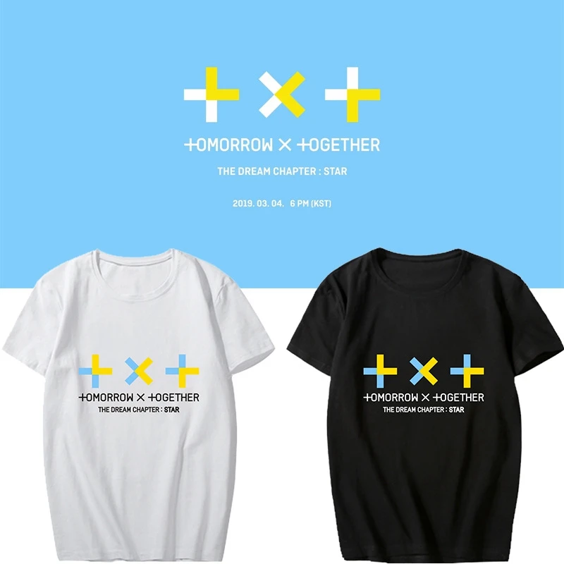 

KPOP New TXT Album The Dream Chapter STAR O-Neck Cotton Hip Hop Tshirt TXT T Shirts Short Sleeve Tops T-shirt S~3XL