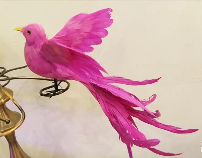 

new simulation hot pink Phoenix Bird toy foam&furs long tail bird gift about 25x40cm 3002