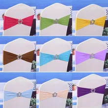 200 шт эластичный лайкра стул пояса свадьба спандекс стрейч стул полоса с Пластиковая Корона стул с пряжкой створки вечерние декоры DHL бесплатно