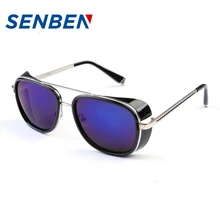 SENBEN 2017Big Frame Men Women Sunglasses Vintage Luxury Brand Stainless Steel UV400 Mirrors Driving Eyewear Oculos Gafas De Sol