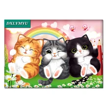 3d Алмазная картина три МИЛЫЕ АЛМАЗНАЯ вышивка с котом Распродажа мультфильм 5d Алмазная мозаика наборы вышивки крестом Семья кошка