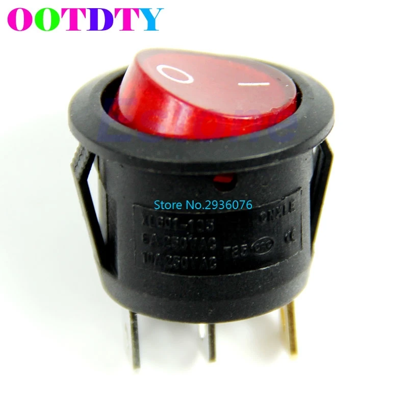 AC 6A/250V Red Light ON OFF Switches SPST Round Button Dot Boat Car