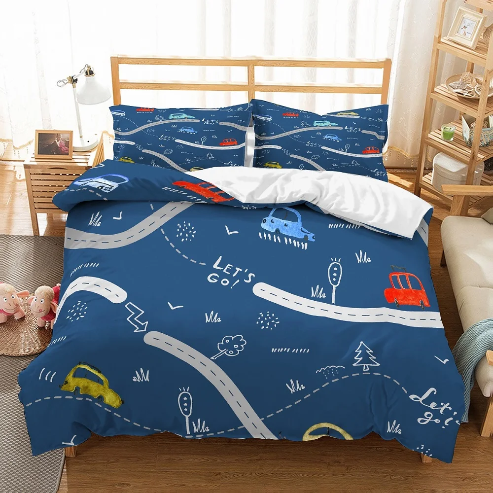 Boys Blue 4 Piece Robot Single Bed Set Duvet Cover Pillowcase