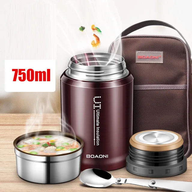 BOAONI 1000ml Food Thermal Jar Vacuum Insulated Soup Thermos Containers