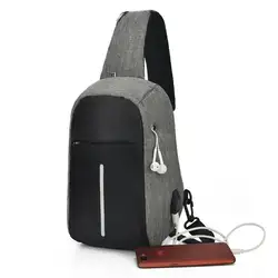 Мужской наплечный рюкзак на бретельках, спортивная сумка через плечо, блестящая модная удобная сумка, зарядка через usb