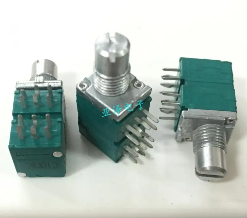 

2PCS/LOT Taiwan type 09 Quad Precision Potentiometer, C100K round shaft, long 10MM step, hand four channel potentiometer