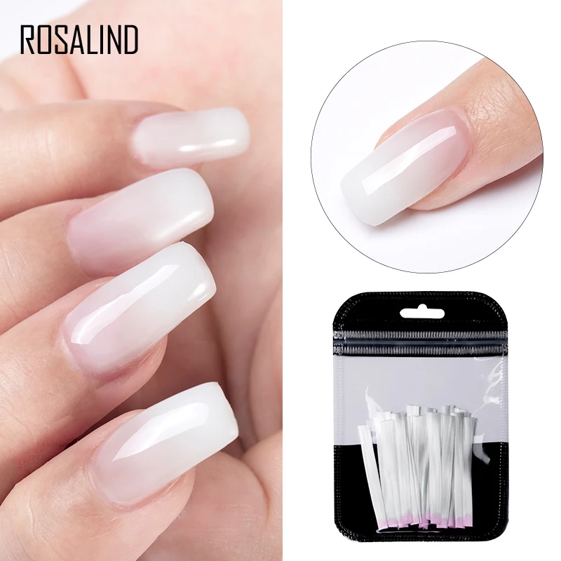 

ROSALIND Nails Fiber Glass Set Nail Extension Acrylic 10/20pcs/lot Silk For Nail Art Special Pinching Clips Fiber Gel Polish