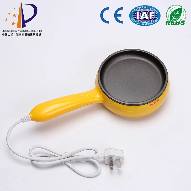 Lemon yellow pink color convenient non stick egg steak fry multifunction electric frying pan stainless steel