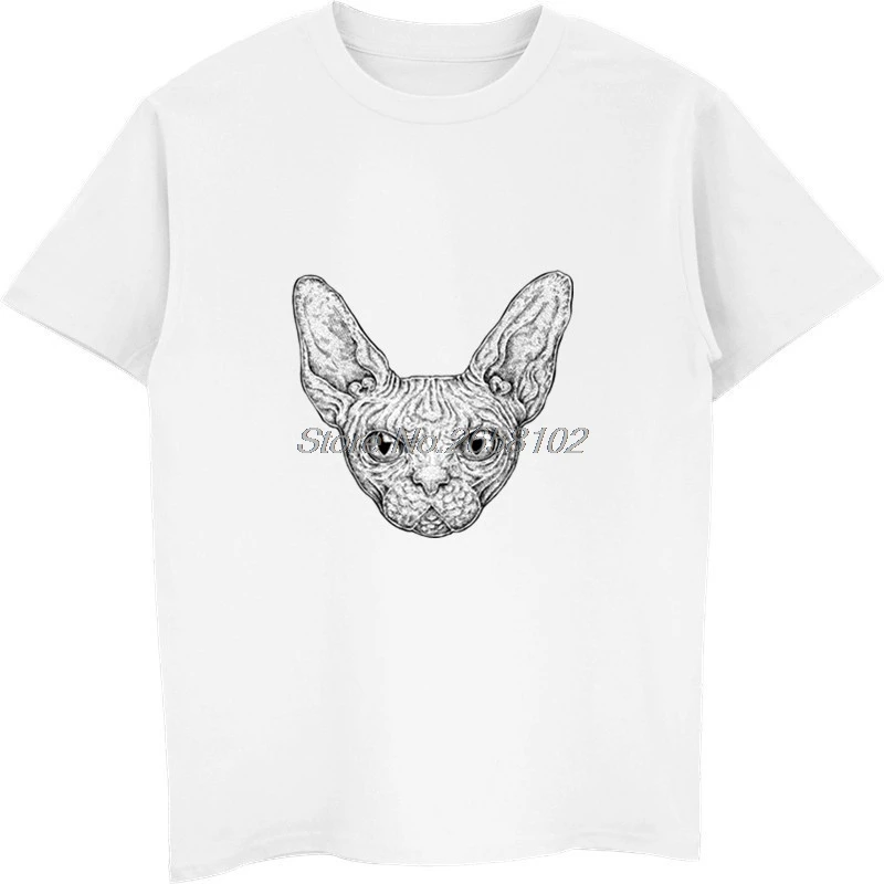 

Funny Sphinx Cat Print T-shirt Summer Men Cotton Short Sleeve O-neck T Shirt Male Casual Shirt Cool Tees Top Harajuku Streetwear