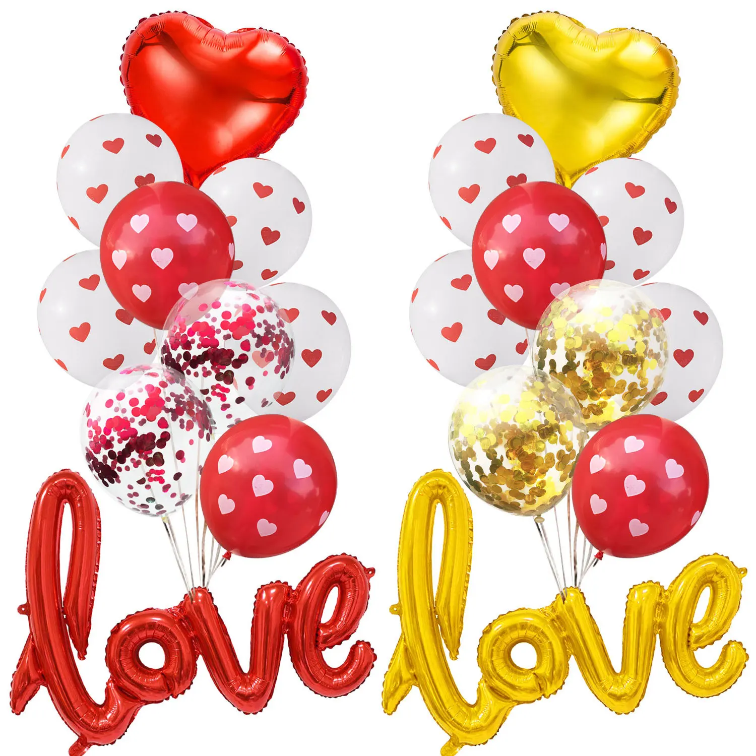 

12pcs Romantic Wedding Love Balloons Set Foil Heart Wedding Ballons Valentine Day Decorations For Party Baloes Red Balls Helium