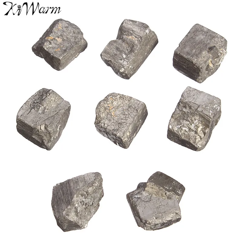

KiWarm 8Pcs/set Iron Pyrite Rough Chunky Nuggets Spain Mineral Crystal Quartz Points for DIY Pendant Decor Crafts 12mm-16mm