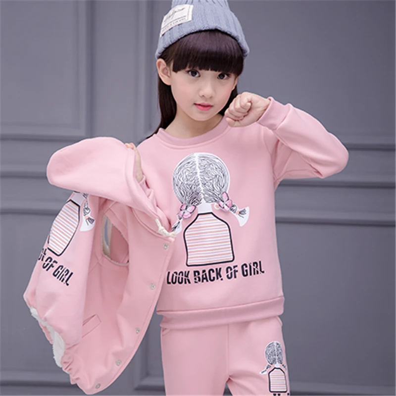 

2019 fashion Winter new high quality Girl children's clothing set Three-piece set Winter sports Winter warmth For girls suit