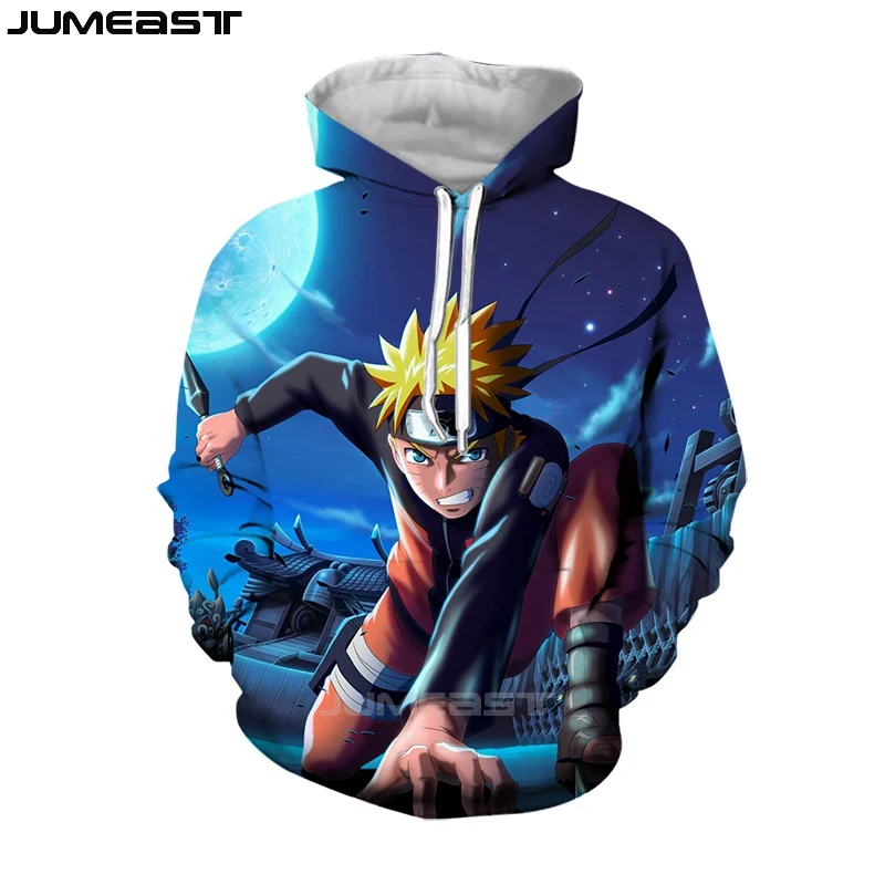 Jumeast бренд для мужчин/для женщин 3D печатных Толстовка мультфильм аниме Наруто с длинным рукавом Мода кепки капюшоном спортивный пуловер Весна Толстовки