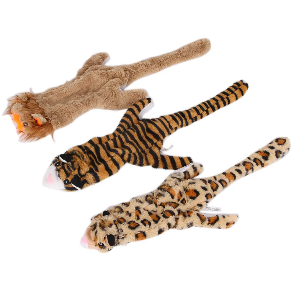 1 Pcs Lovely Pet Dog Chew Squeaky Plush Toy Cute Lion Tiger Leopard
