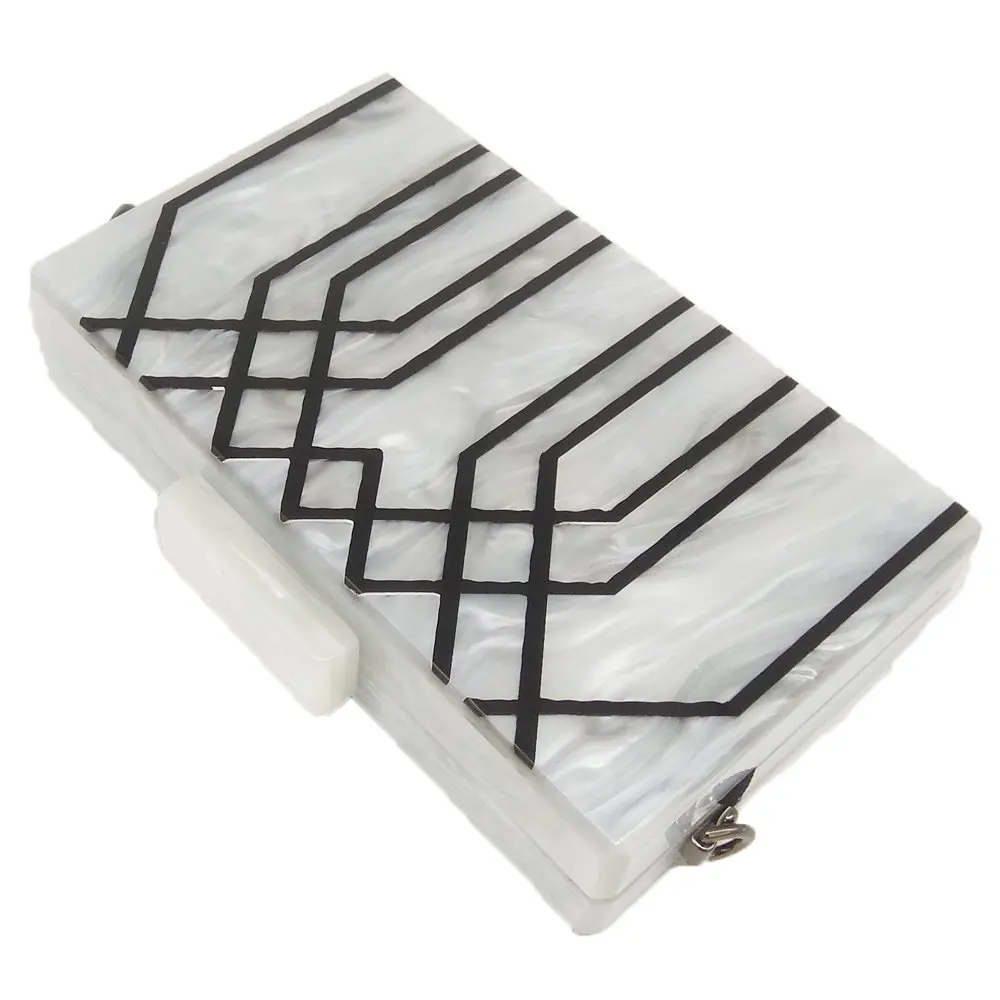 Geometric Striped Acrylic Clutch