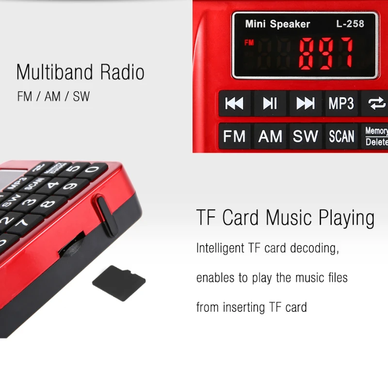 FM/AM/SW радио стерео динамик MP3 музыкальный плеер супер бас TF карта USB Aux ПК мобильный